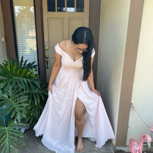 Azazie Bridesmaids/maid of honor dress; blushing pink, prom, formal dress